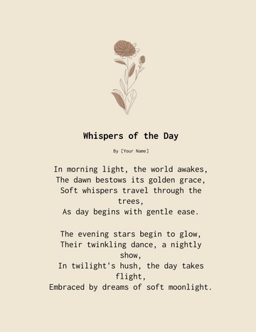 Free Beige Minimalist Poem Template to Edit Online