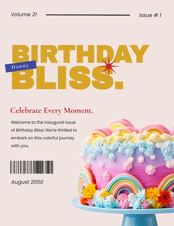 Free Colorful Birthday Magazine Template to Edit Online