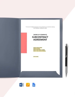 Subcontractor Agreement Format Template