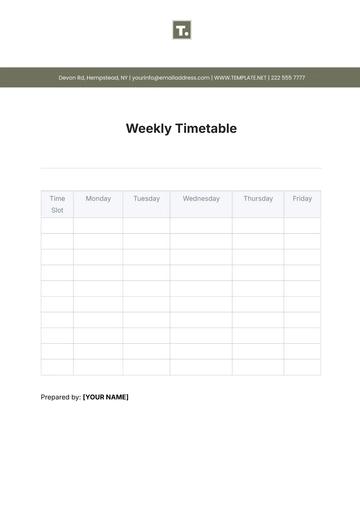 Free Weekly Timetable Template to Edit Online | Template.net
