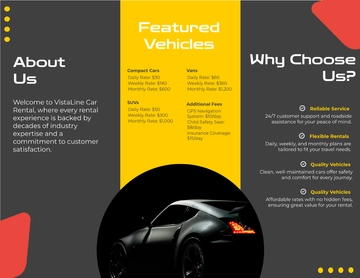 Free Car Rental Sales Brochure Template to Edit Online