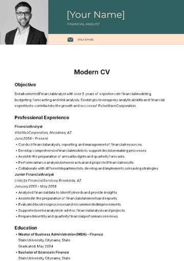 Free Modern CV Template to Edit Online