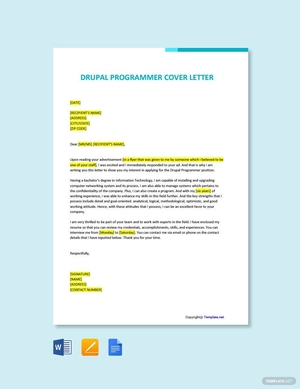 Drupal Programmer Cover Letter