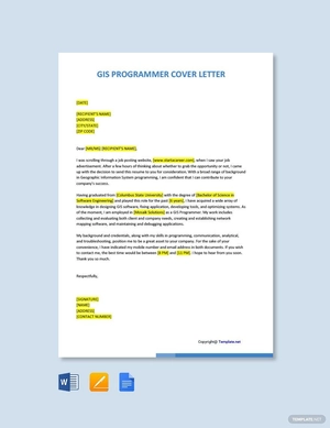 GIS Programmer Cover Letter