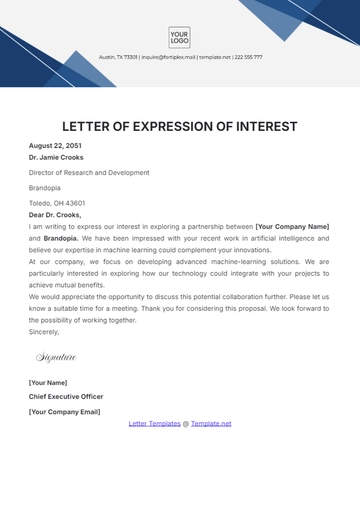 Free Letter of Expression of Interest Template to Edit Online