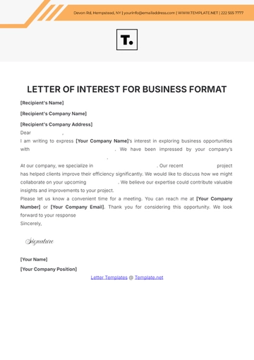 Free Letter of Interest for Business Format Template to Edit Online
