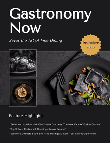 Free Professional Restaurant Magazine Template to Edit Online