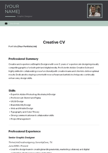 Free Creative CV Template to Edit Online