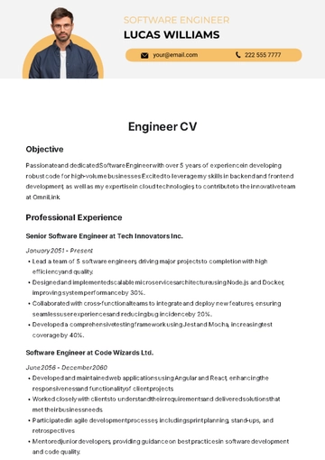 Free Engineer CV Template to Edit Online