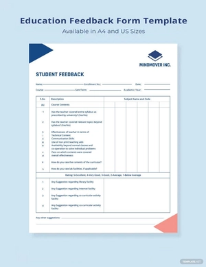 Education Feedback Form Template