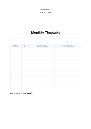 Free Monthly Timetable Template to Edit Online | Template.net