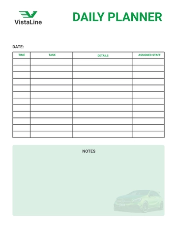 Free Car Rental Daily Planner Template to Edit Online