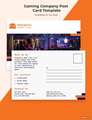 Gaming Company Postcard Template