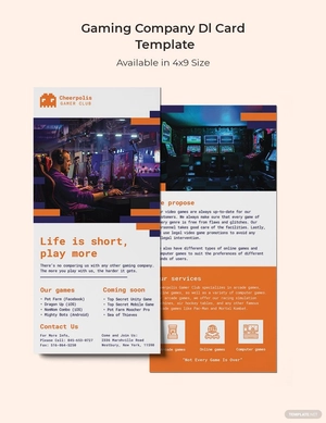 Gaming Company DL Card Template