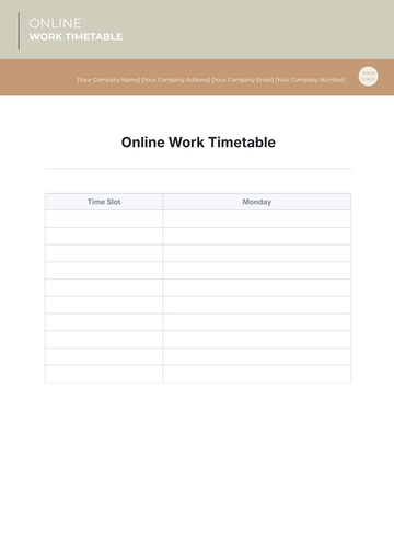 Free Online Work Timetable Template to Edit Online | Template.net