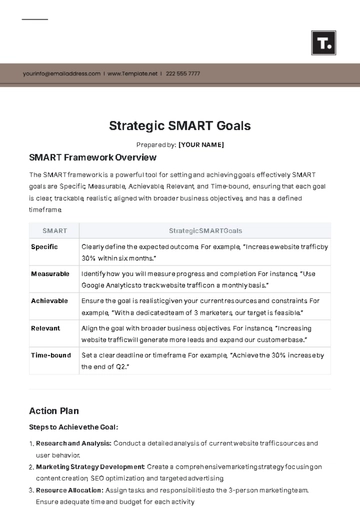 Free Strategic SMART Goals Template to Edit Online