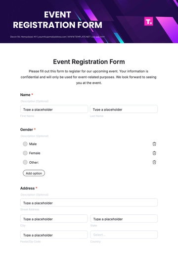 Free Event Registration Form Template to Edit Online