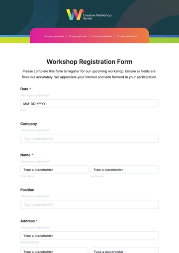 Free Workshop Registration Form Template to Edit Online