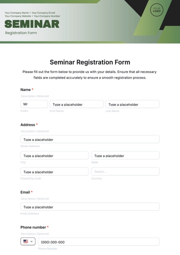 Free Seminar Registration Form Template to Edit Online