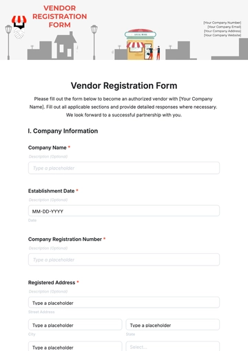 Free Vendor Registration Form Template to Edit Online