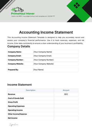 Free Accounting Income Statement Template to Edit Online