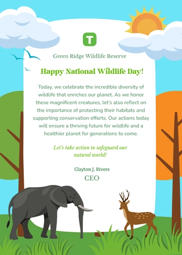 Free National Wildlife Day Message Template to Edit Online