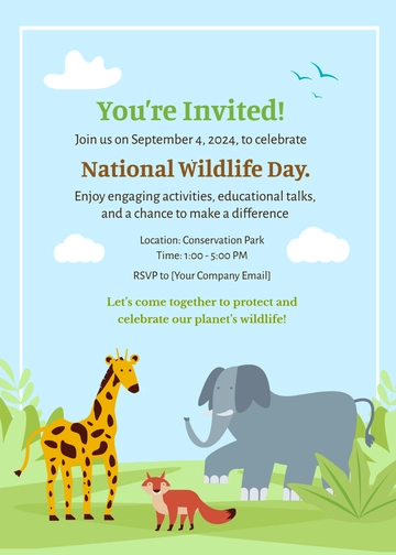 Free National Wildlife Day Event Invitation Template to Edit Online