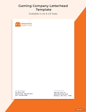Gaming Company Letterhead Template