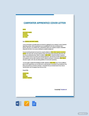 Carpenter Apprentice Cover Letter