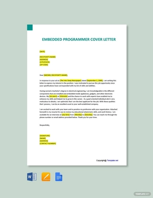 Embedded Programmer Cover Letter