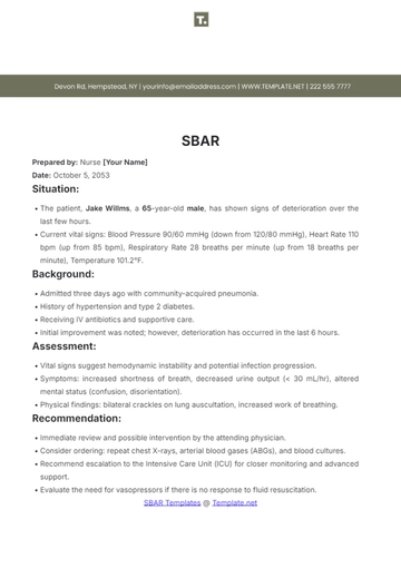 Free SBAR Template to Edit Online