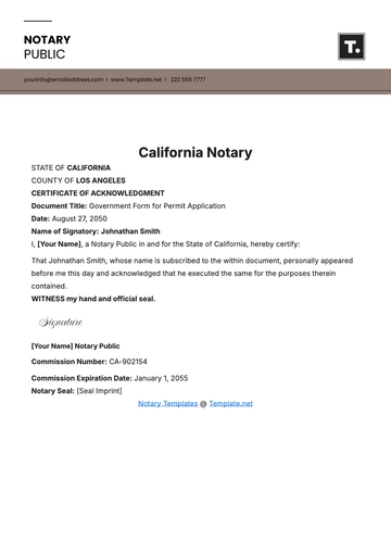 Free California Notary Template to Edit Online