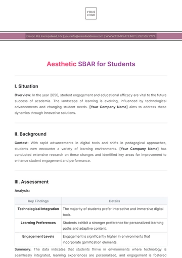 Free Aesthetic SBAR for Students Template to Edit Online