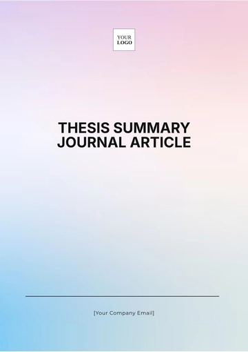 Free Thesis Summary Journal Article Template to Edit Online