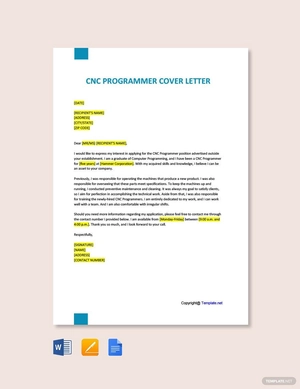 CNC Programmer Cover Letter