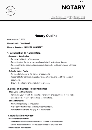 Free Notary Outline Template to Edit Online