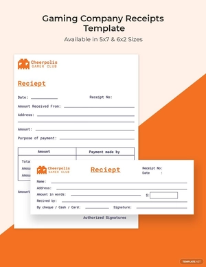 Gaming Company Receipt Template