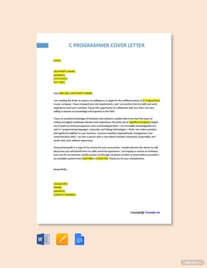 C Programmer Cover Letter