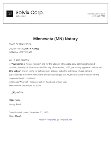 Free Minnesota (MN) Notary Template to Edit Online
