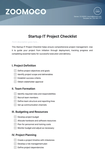 Free Startup IT Project Checklist Template to Edit Online