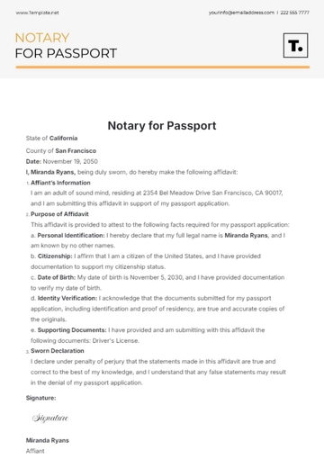 Free Notary for Passport Template to Edit Online