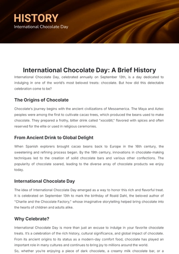 Free International Chocolate Day History Template to Edit Online Free International Chocolate Day History Template to Edit Online