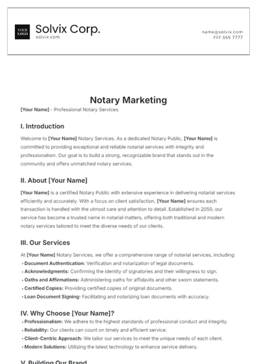 Free Notary Marketing Template to Edit Online