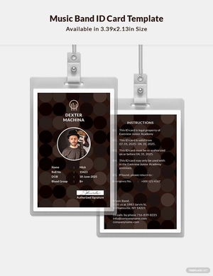 Music Band ID Card Template