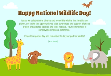 Free National Wildlife Day Card Template to Edit Online