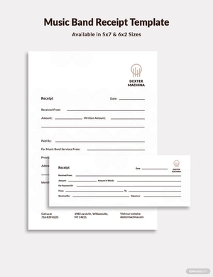 Music Band Receipt Template