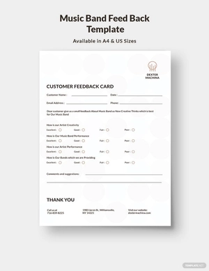 Music Band Feedback Form Template Music Band Feedback Form Template