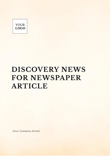 Free Discovery News for Newspaper Article Template to Edit Online
