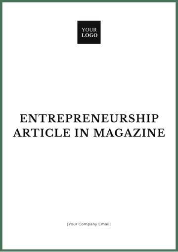 Free Entrepreneurship Article in Magazine Template to Edit Online