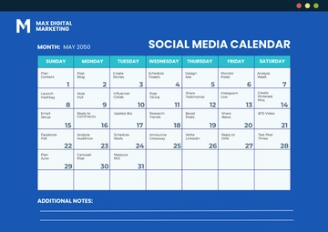 Free Social Media Calendar Template to Edit Online